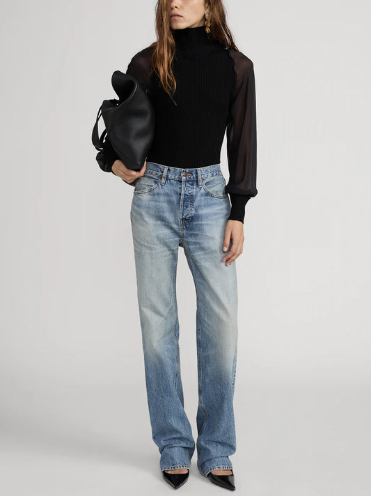 Sheer Sleeve Top Black - Frame