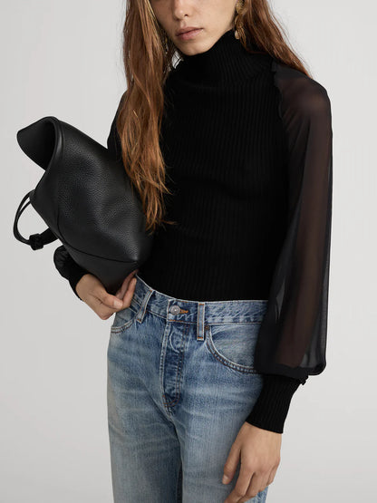 Sheer Sleeve Top Black - Frame