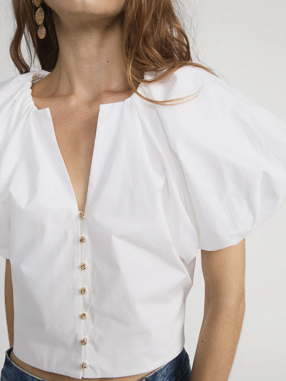 Dramatic Sleeve Blouse White - Frame