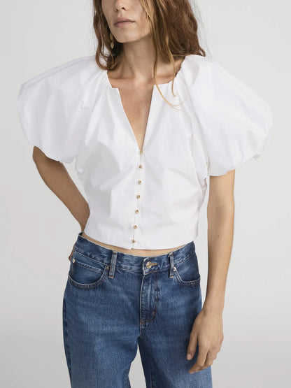 Dramatic Sleeve Blouse White - Frame