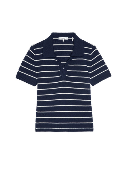 Striped Easy Polo Navy Multi - Frame