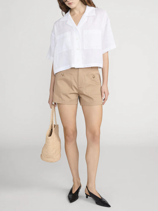 Linen Pocket Shirt White - Frame