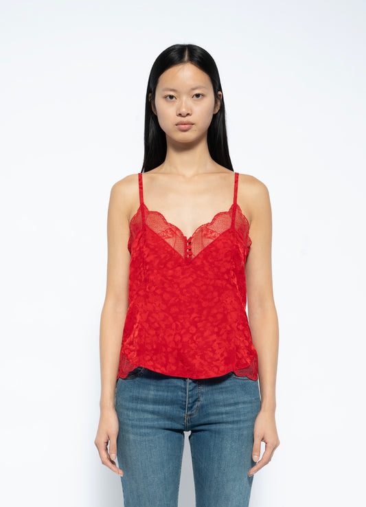 Cyoko Leopard Camisole Crimson - Zadig & Voltaire