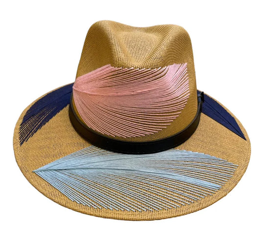 Pluma Embroidered Hat Pink/Sky/Navy - Chisme Lifestyle