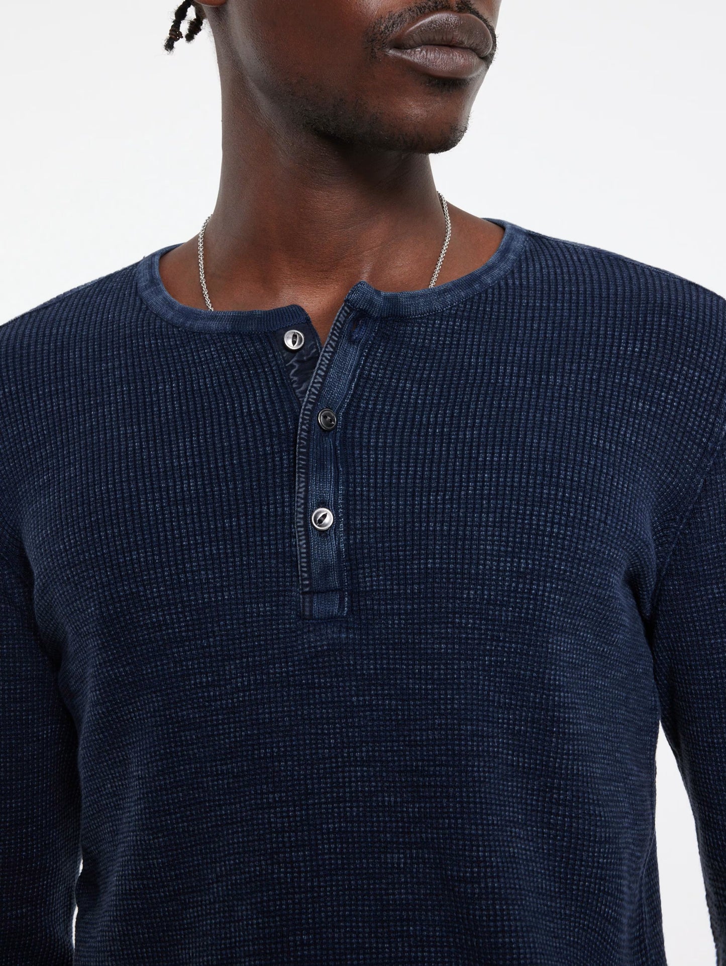 Memphis Waffle Henley Navy - John Varvatos