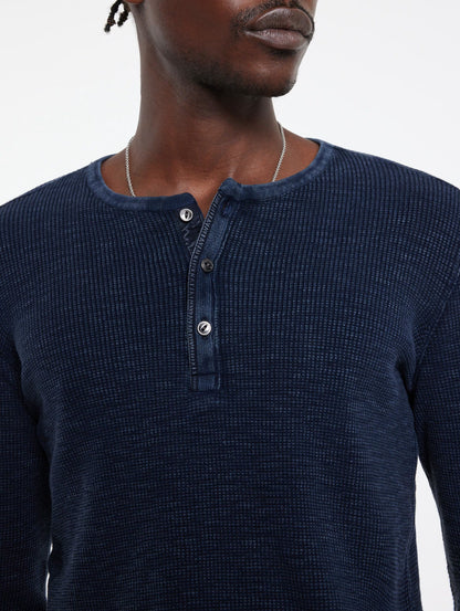 Memphis Waffle Henley Navy - John Varvatos