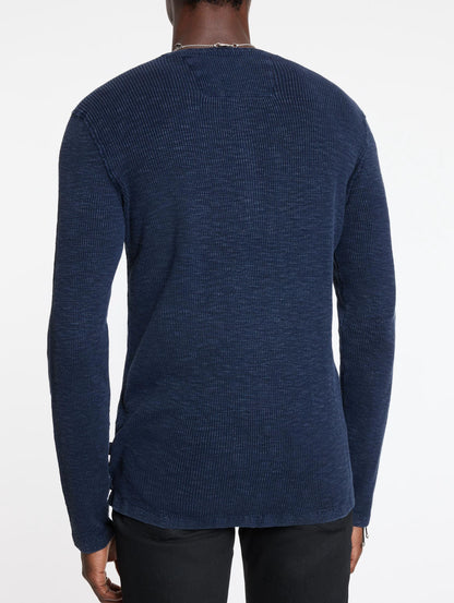 Memphis Waffle Henley Navy - John Varvatos