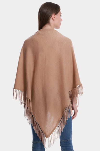 Cashmere Fringe Shawl Camel - Minnie Rose