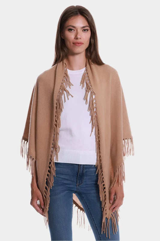Cashmere Fringe Shawl Camel - Minnie Rose