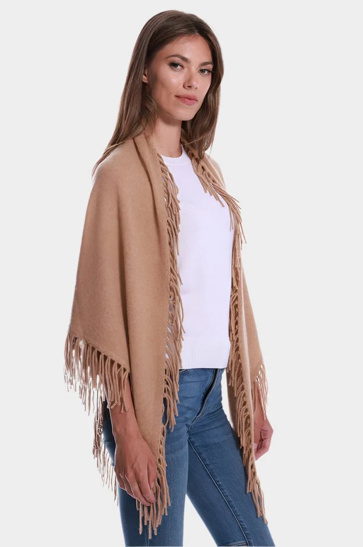 Cashmere Fringe Shawl Camel - Minnie Rose