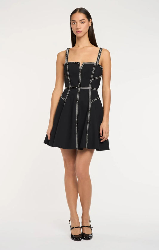 Ribbon Embellished Jelena Dress Black/Ivory - Cinq à Sept