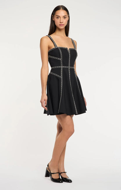Ribbon Embellished Jelena Dress Black/Ivory - Cinq à Sept