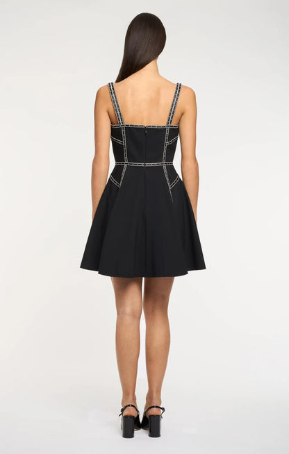 Ribbon Embellished Jelena Dress Black/Ivory - Cinq à Sept