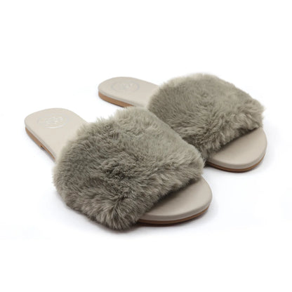 Ziela Fur Strap Slide Mink - Solei Sea