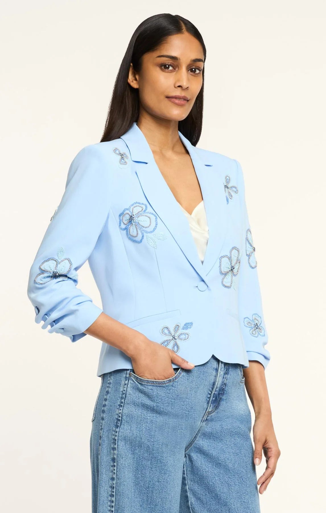 Beaded Flowers Le Petit Khloe Blazer Blue Wisteria Multi - Cinq à Sept