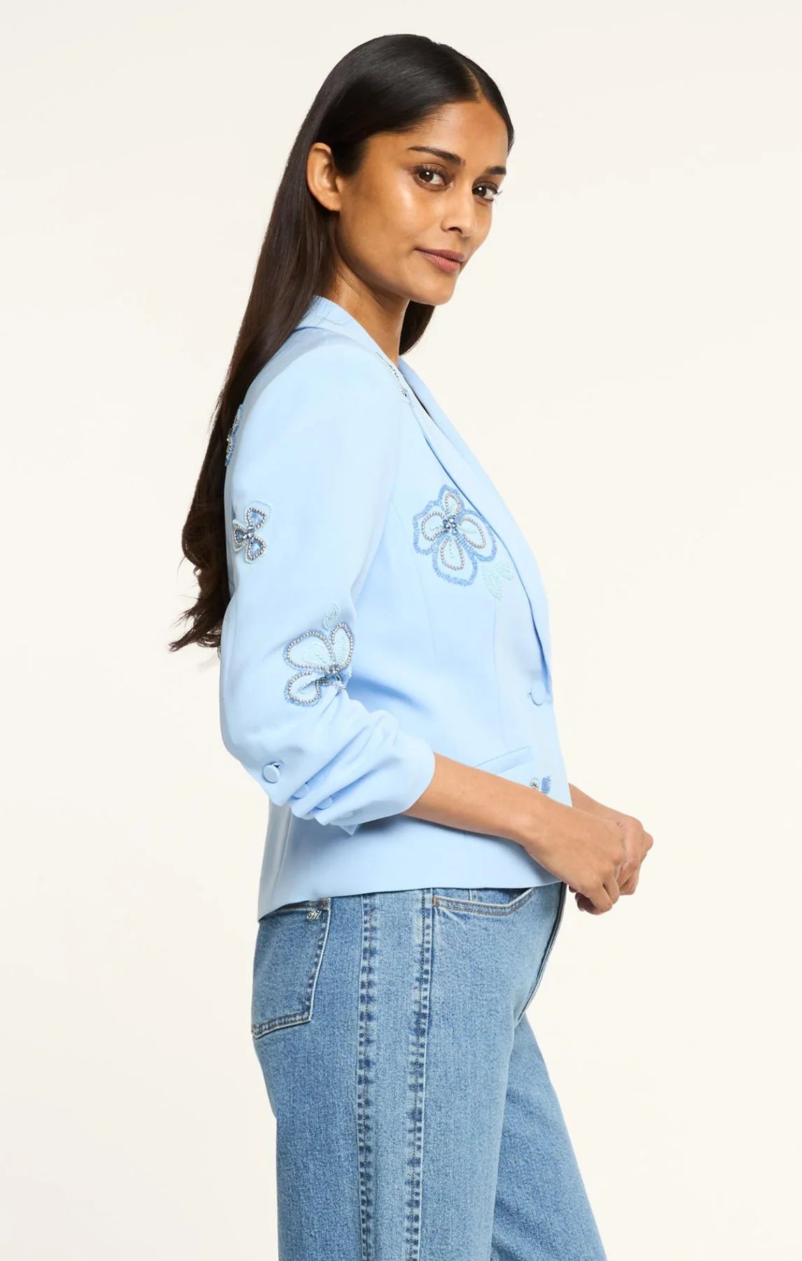 Beaded Flowers Le Petit Khloe Blazer Blue Wisteria Multi - Cinq à Sept