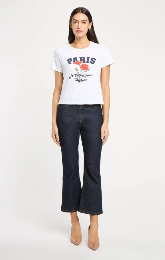 Paris Poppies Shrunken Tee White Multi - Cinq à Sept