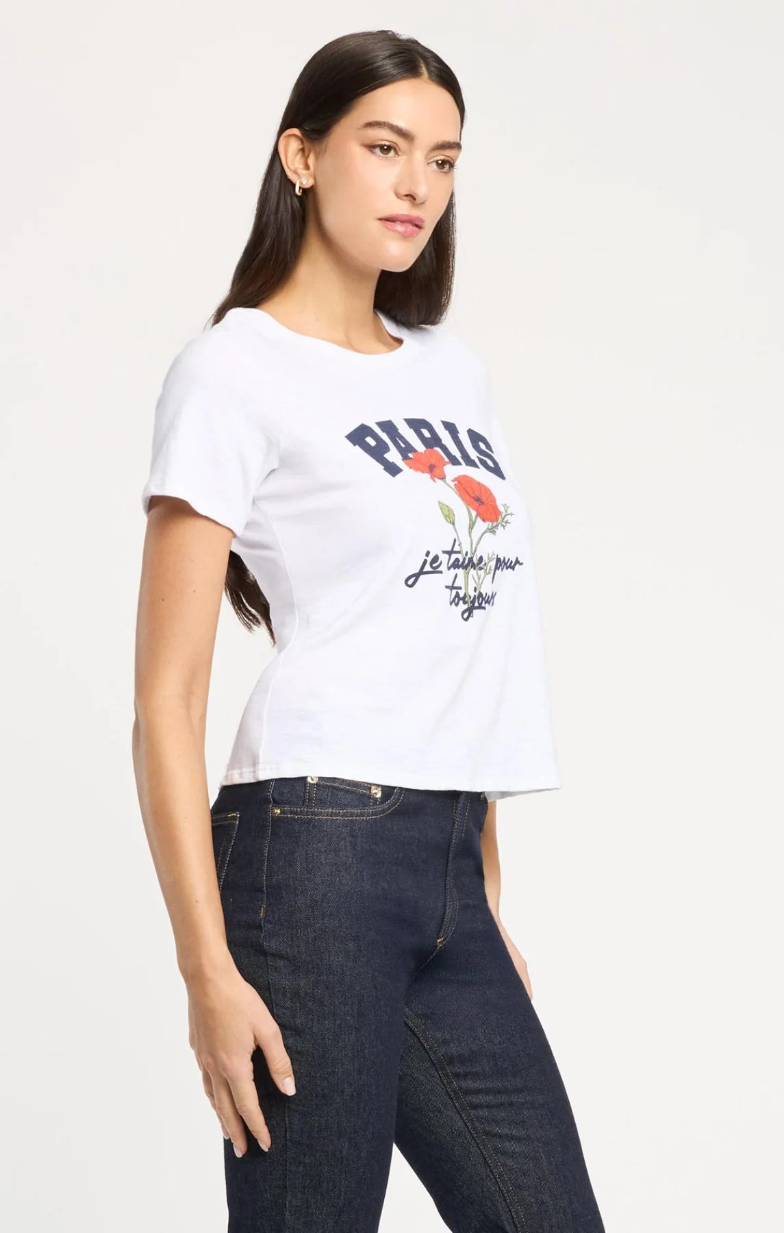 Paris Poppies Shrunken Tee White Multi - Cinq à Sept