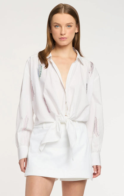 Paillette Whirl Marianna Top White - Cinq à Sept