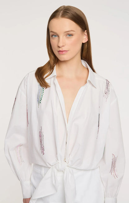 Paillette Whirl Marianna Top White - Cinq à Sept