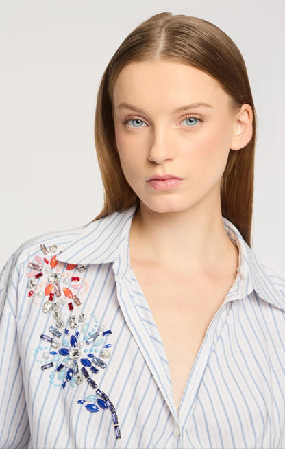 Twilight Spark Marianna Top White/Cornflower - Cinq à Sept