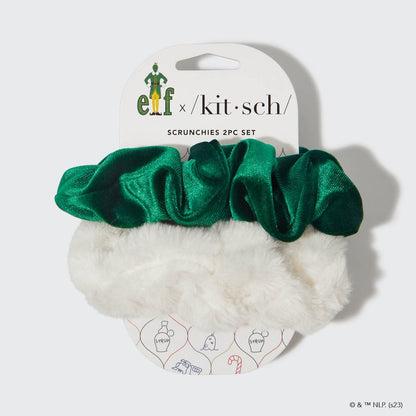 Elf x Kitsch Scrunchies Green & White - KITSCH