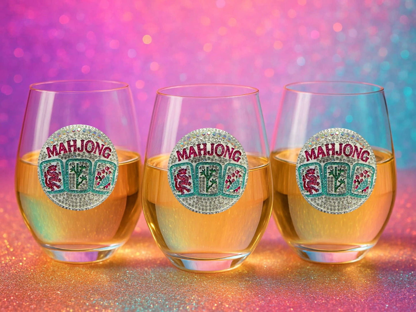 Mahjong Stemless Jeweled Wine Glass - The Queens Jewels