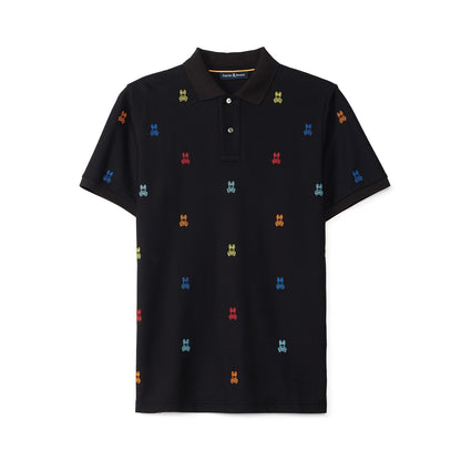 Bonham All Over Bunny Pique Polo Black - Psycho Bunny