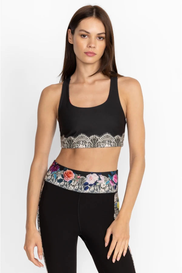Rose Lace Bee Active Reversible Sports Bra - Johnny Was