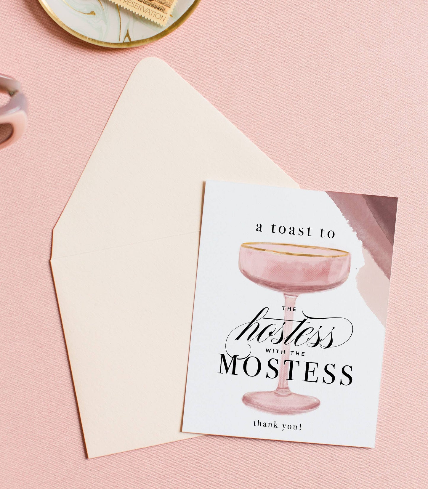 Hostess with the Mostess Champagne Thank You Greeting Card - Kitty Meow Boutique