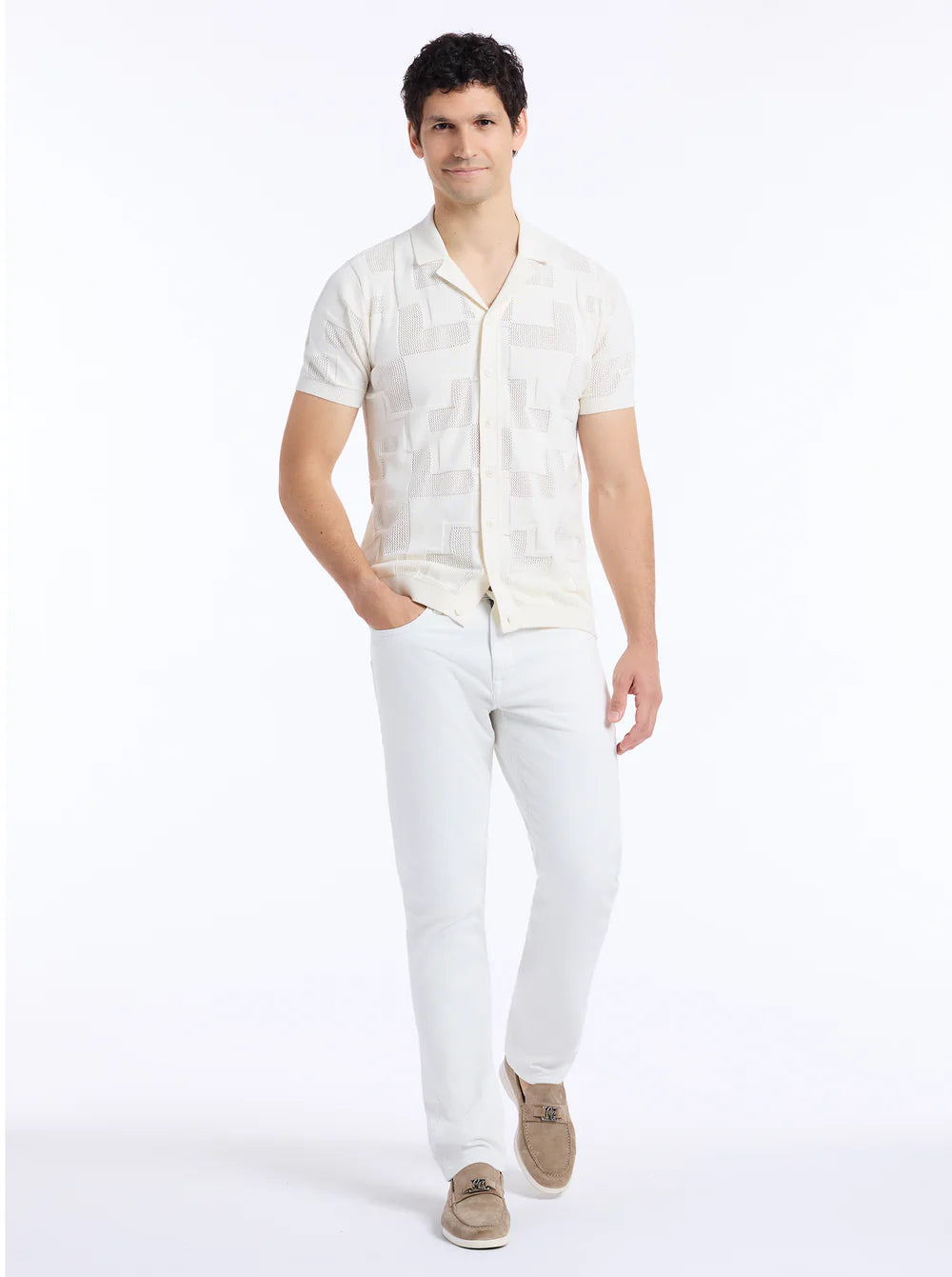 Drayford Short Sleeve Sweater Off White - Robert Graham