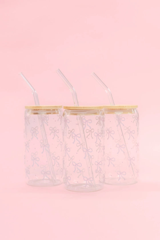 Pink Bow Latte Glass - Rock Paper Scissors