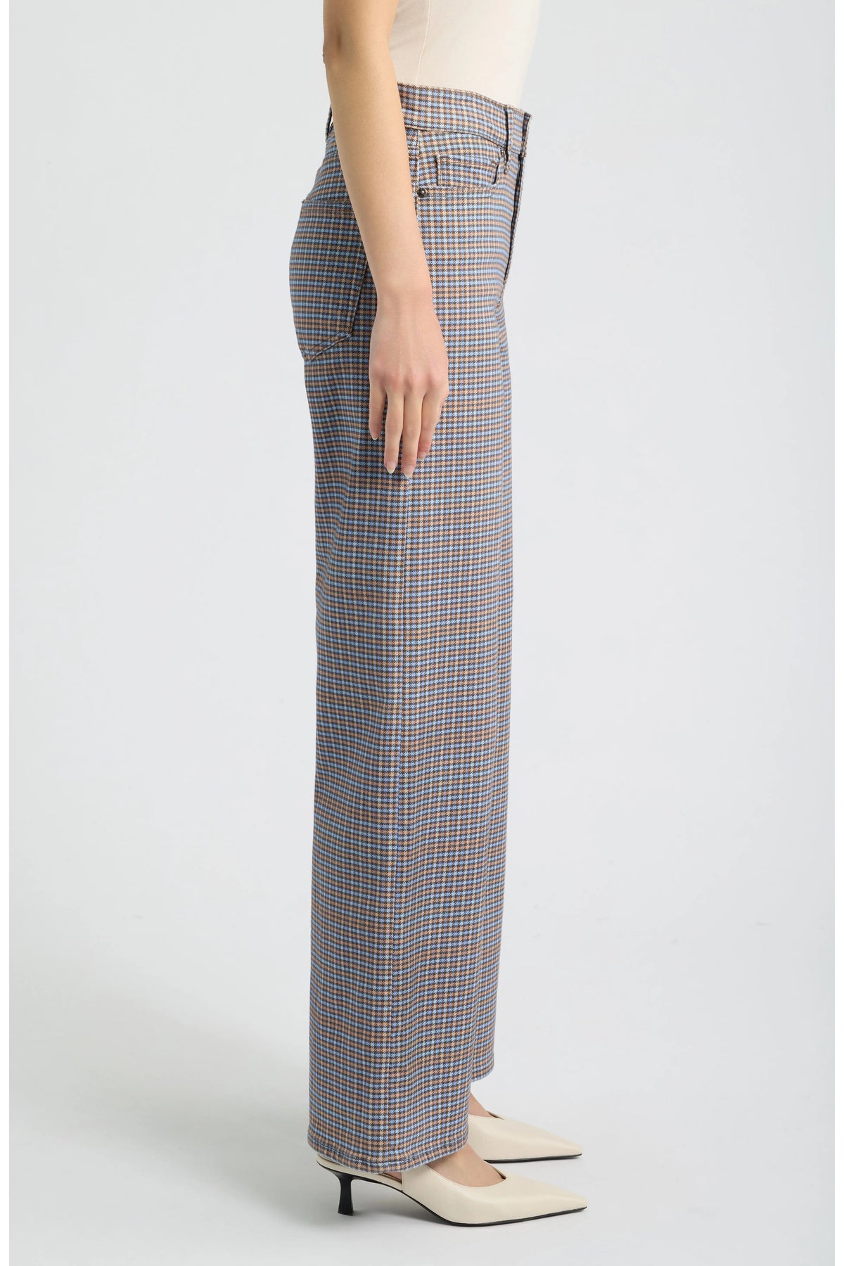 Le Slim Palazzo Chestnut Houndstooth - Frame