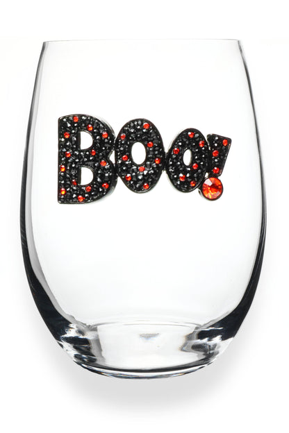 Boo Halloween Jeweled Stemless Wine Glass - The Queens Jewels