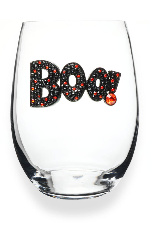 Boo Halloween Jeweled Stemless Wine Glass - The Queens Jewels