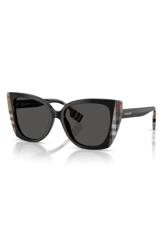 Meryl Cat-eye Sunglasses Black/Vintage Check - Burberry