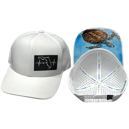 Florida 6 Panel Hat White - The Heartbeat Brand