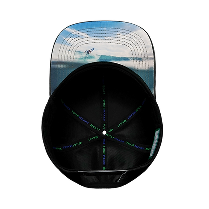 Surf 6 Panel Hat Green Camo/Black - The Heartbeat Brand