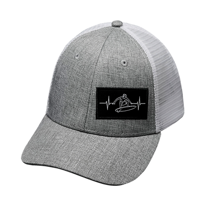 Surf 6 Panel Shallow Fit Hat Gray/White - The Heartbeat Brand