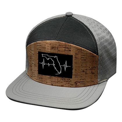 Florida 7 Panel Cork Hat Gray/Charcoal - The Heartbeat Brand