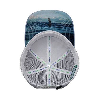 Surf 6 Panel Shallow Fit Hat Light Blue/White - The Heartbeat Brand