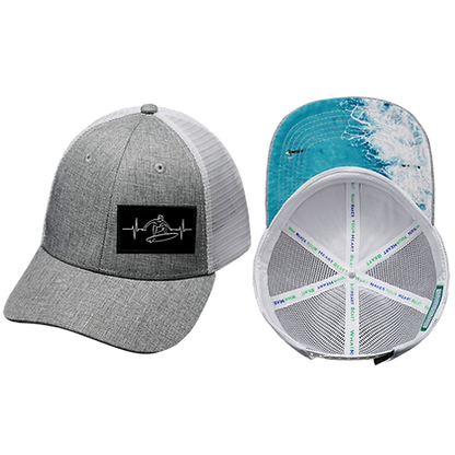 Surf 6 Panel Shallow Fit Hat Gray/White - The Heartbeat Brand