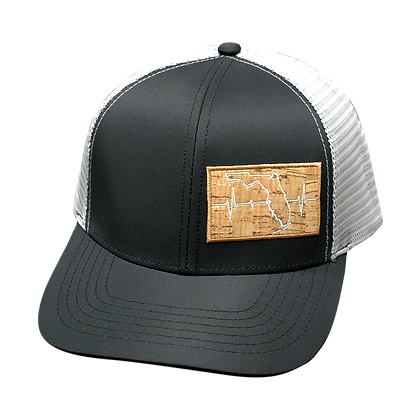 Florida 6 Panel Hat Black/Gray - The Heartbeat Brand
