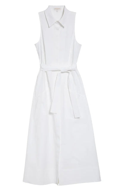 Darcey Cotton Poplin Sleeveless Midi Dress White - Ramy Brook
