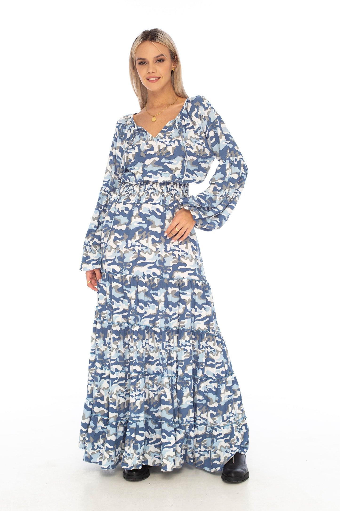 Camo Winter Montana Dress Indigo - Skemo