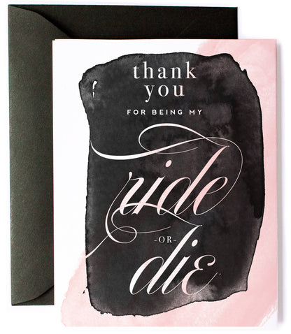 Ride or Die Funny Thank You Card, Friendship Greeting Card - Kitty Meow Boutique