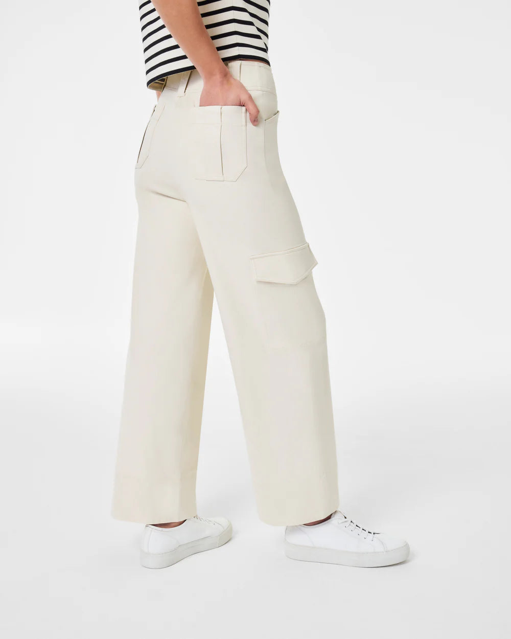 Stretch Twill Cropped Cargo Pant Eggshell - SPANX