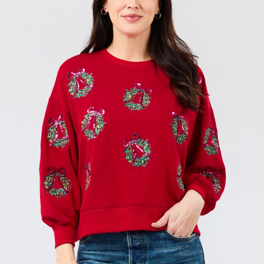 Millie Sweatshirt Berry Wreaths - Mary Square