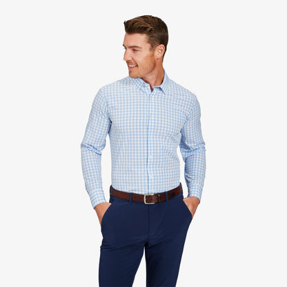 Leeward Dress Shirt Light Blue Gingham - Mizzen + Main