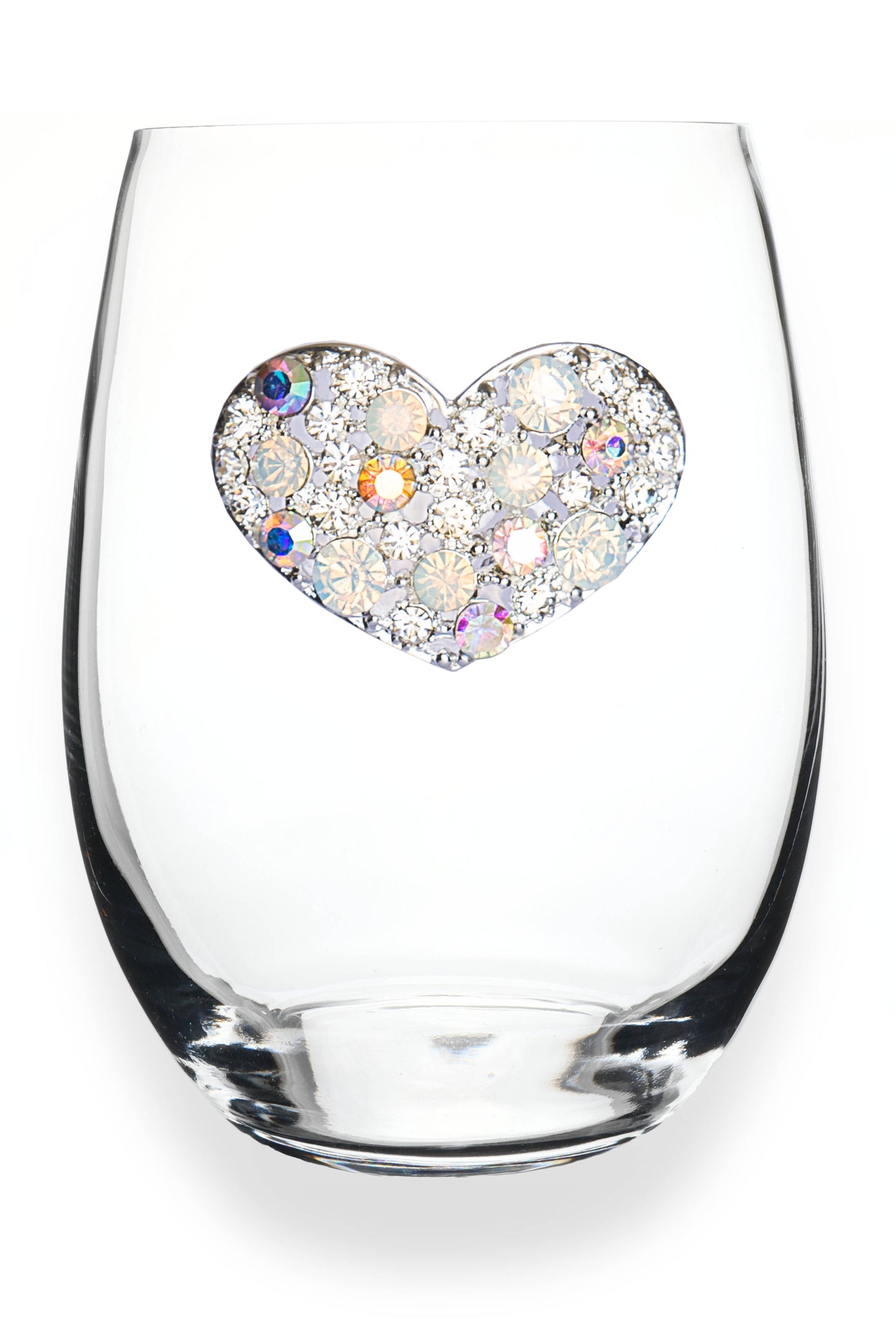 Multi Stone Heart Jeweled Stemless Wine Glass - The Queens Jewels